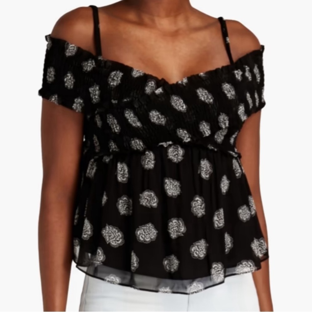 Baum und pferdgarten Millicent cold shoulder floral print top Ladies DE38 US 8